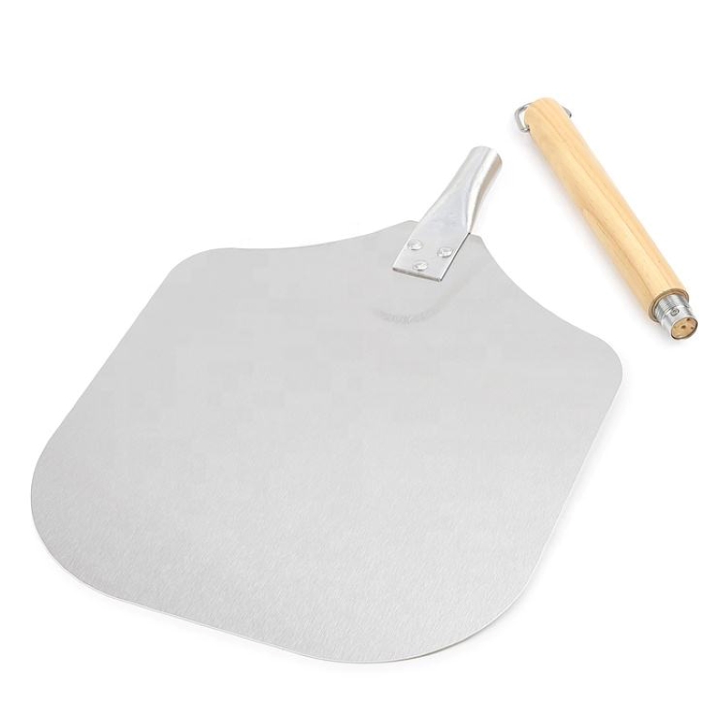 Varmt försäljning avtagbart handtag aluminiumpizza peel spade med trähandtag pizza peel