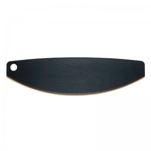 Svart pizza rocker mat säkert fiber trä anpassad design pizza cutter pizza skivare